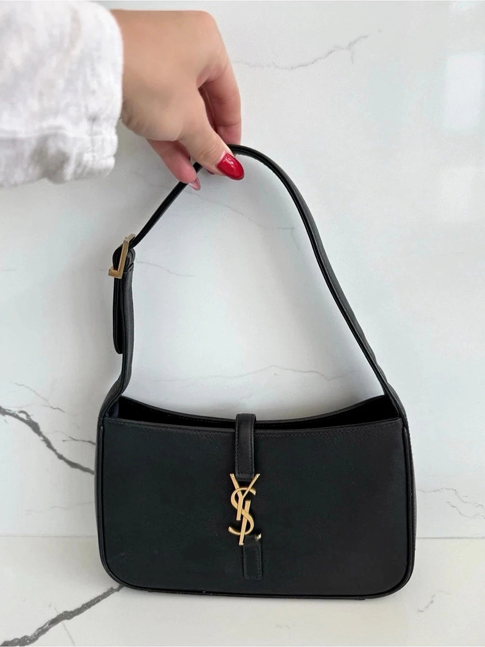 Saint Laurent Le 5 à 7 Supple Small Hobo Bag in Smooth Leather YSL Supple Small